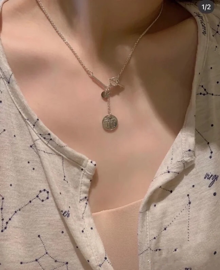 Hermes Coin Necklace, Rose Gold