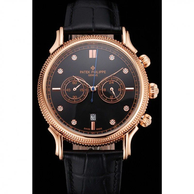 Chronograph Black Dial With Diamonds 40 mm, Rose Gold Plated