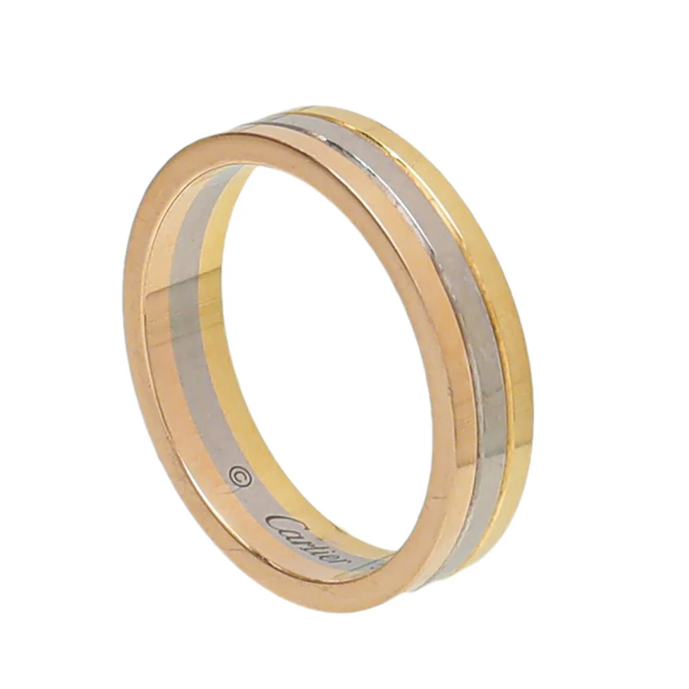 Cartier 18K Tricolor Gold Vendome Louis Cartier Wedding Ring 58