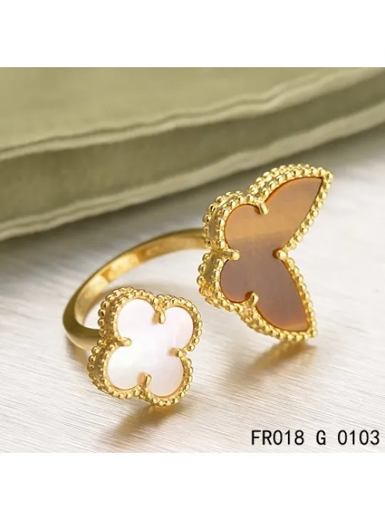 Van Cleef Arpels Luck Alhambra Between The Finger Ring Yellow Gold Stone Combination