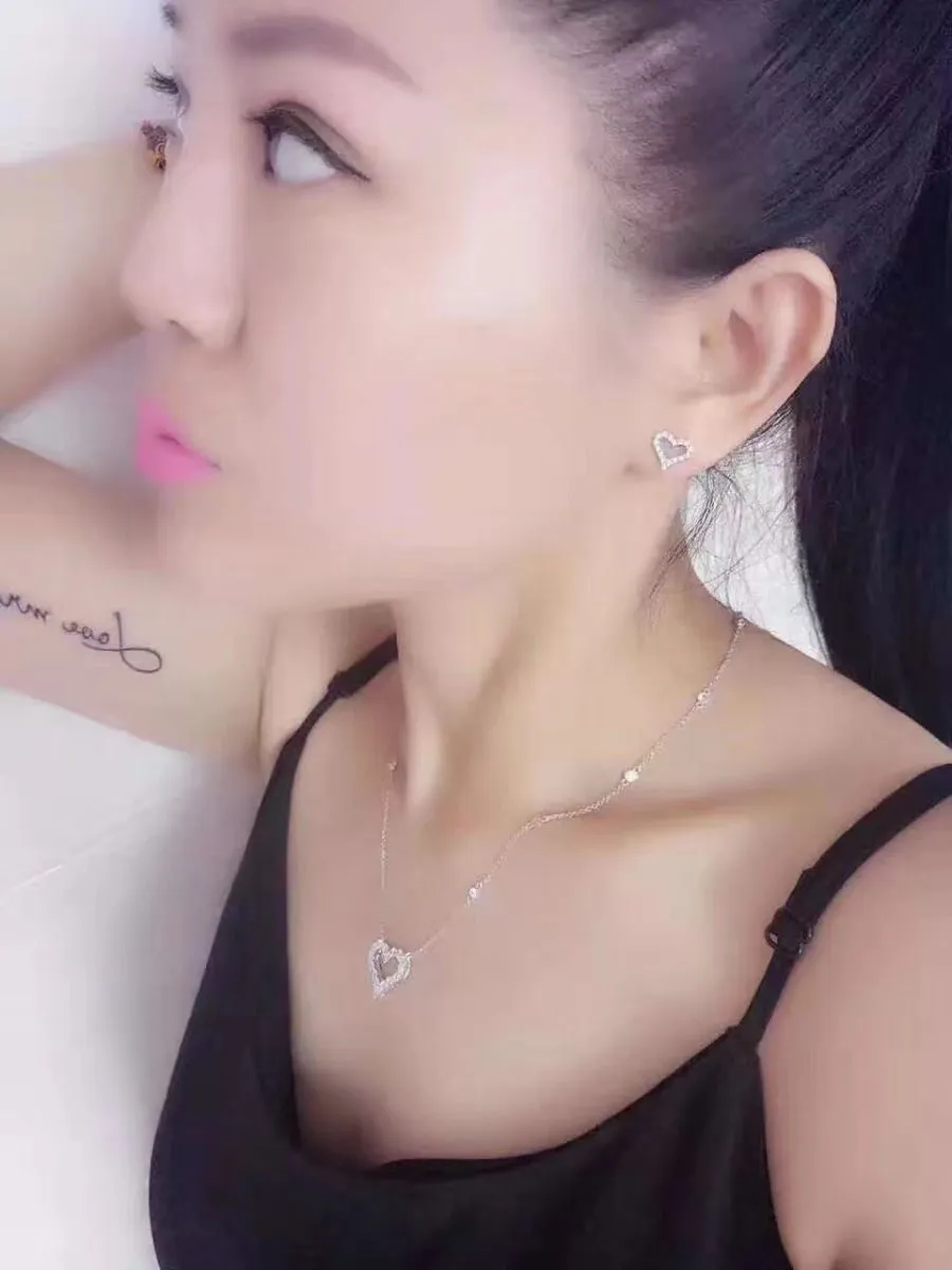 Timeless Style Tiffany Platinum Heart Pendant Ladies 925 Silver Diamonds Necklace Uk