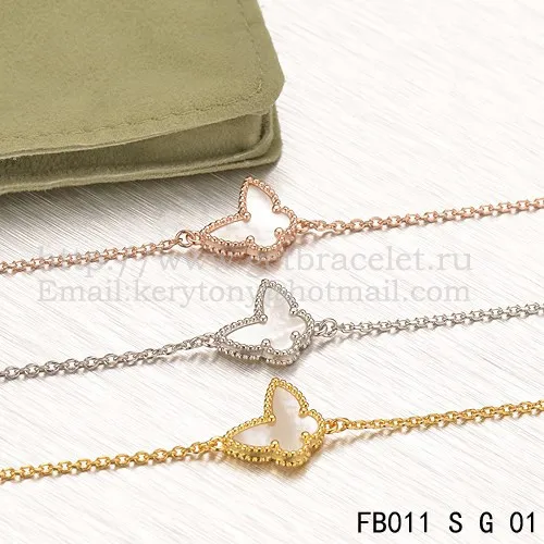 Van Cleef & Arpels Sweet Alhambra Butterfly Bracelet Yellow Gold With White Mother Of Pearl