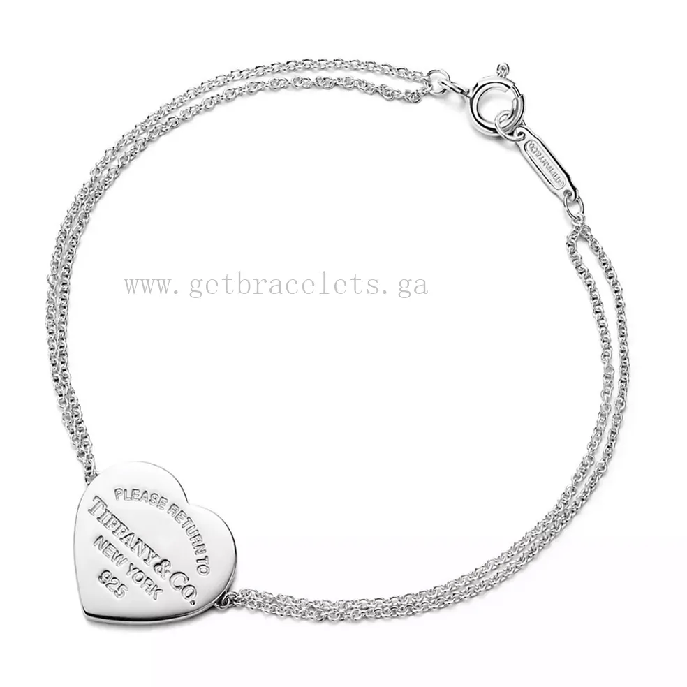 Return to Tiffany Heart Tag Double Chain Bracelet in Silver