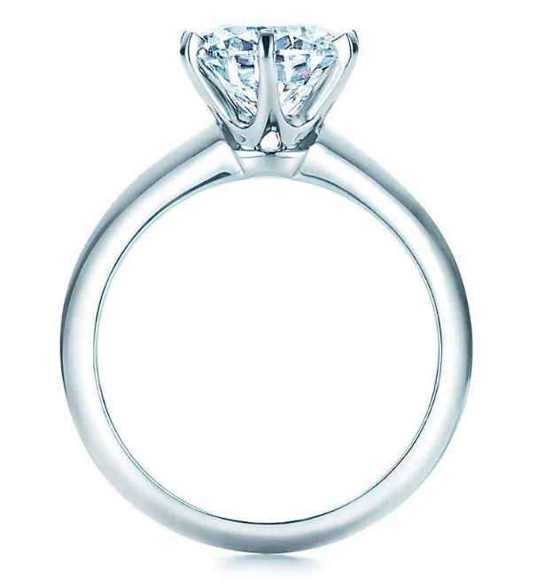 Copy Tiffany Setting One Diamond Sterling Silver Ring Valentines Day Women Gift