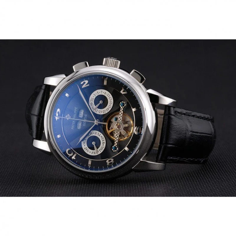 Perpetual Calendar Tourbillon Dial Black 44 mm, Stainless Steel