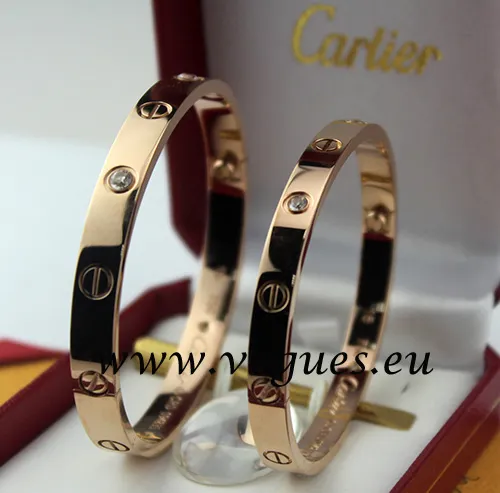 Cartier Couple Bracelet Pink Gold 4 Diamonds B6041005 (New Version – Prevent Screws Fall Out)