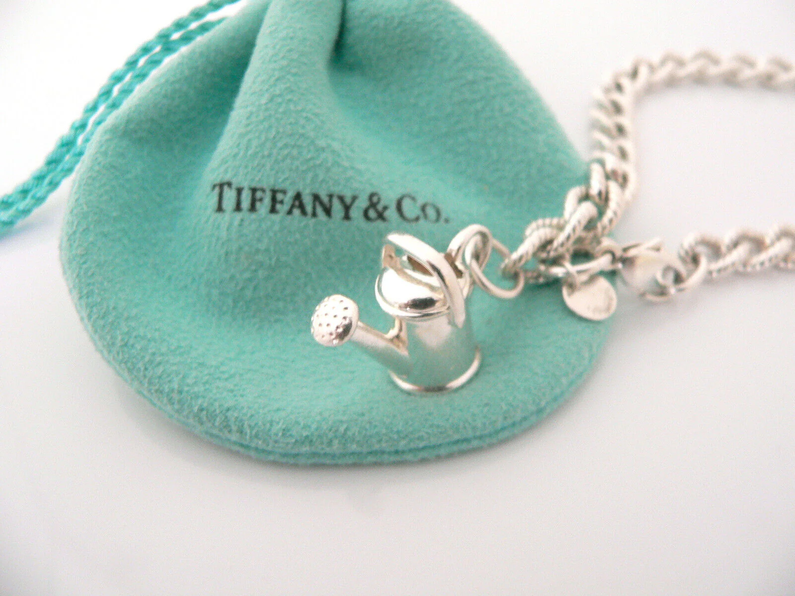 Tiffany & Co Watering Can Bracelet Bangle 8 Inch Chain Nature Garden Lover Gift