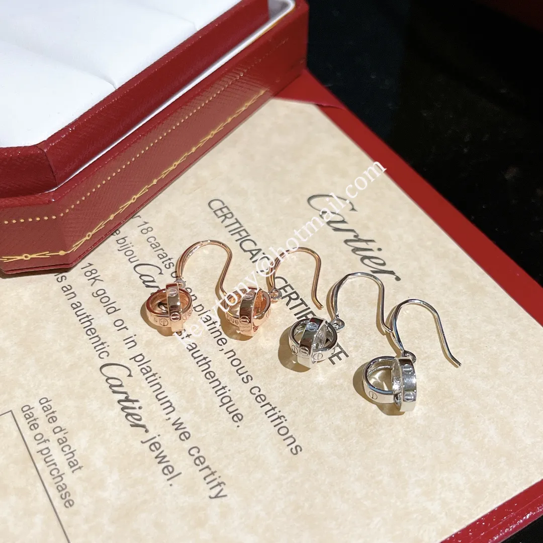 Spring Fashion Cartier Love Ear Hook Earrings Rose Gold/White Gold Best