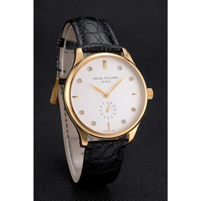 Calatrava White & Diamond Dial 39 mm, Yellow Gold Plated