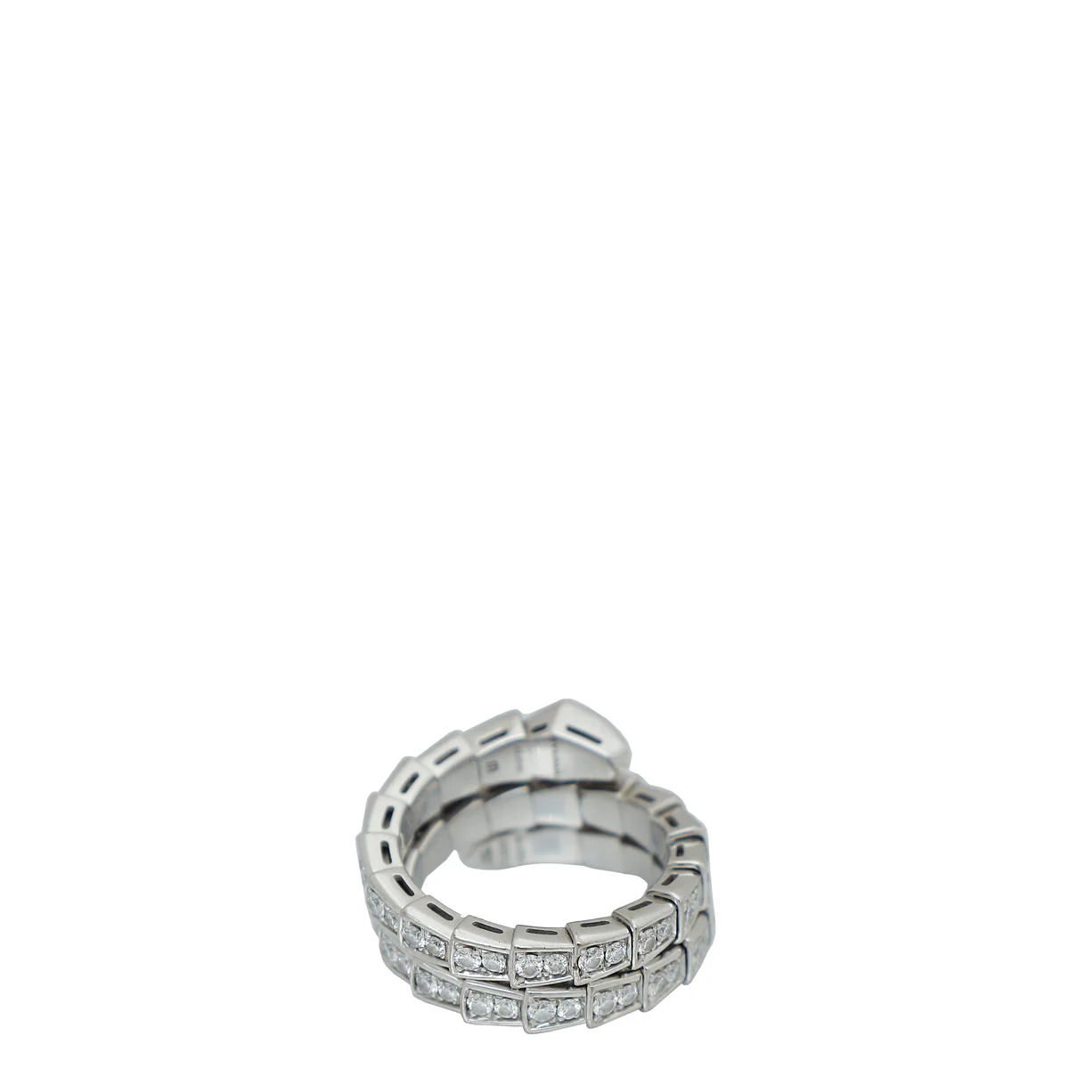 Bvlgari 18K White Gold Diamond Serpenti Viper Two-Coil Medium Ring