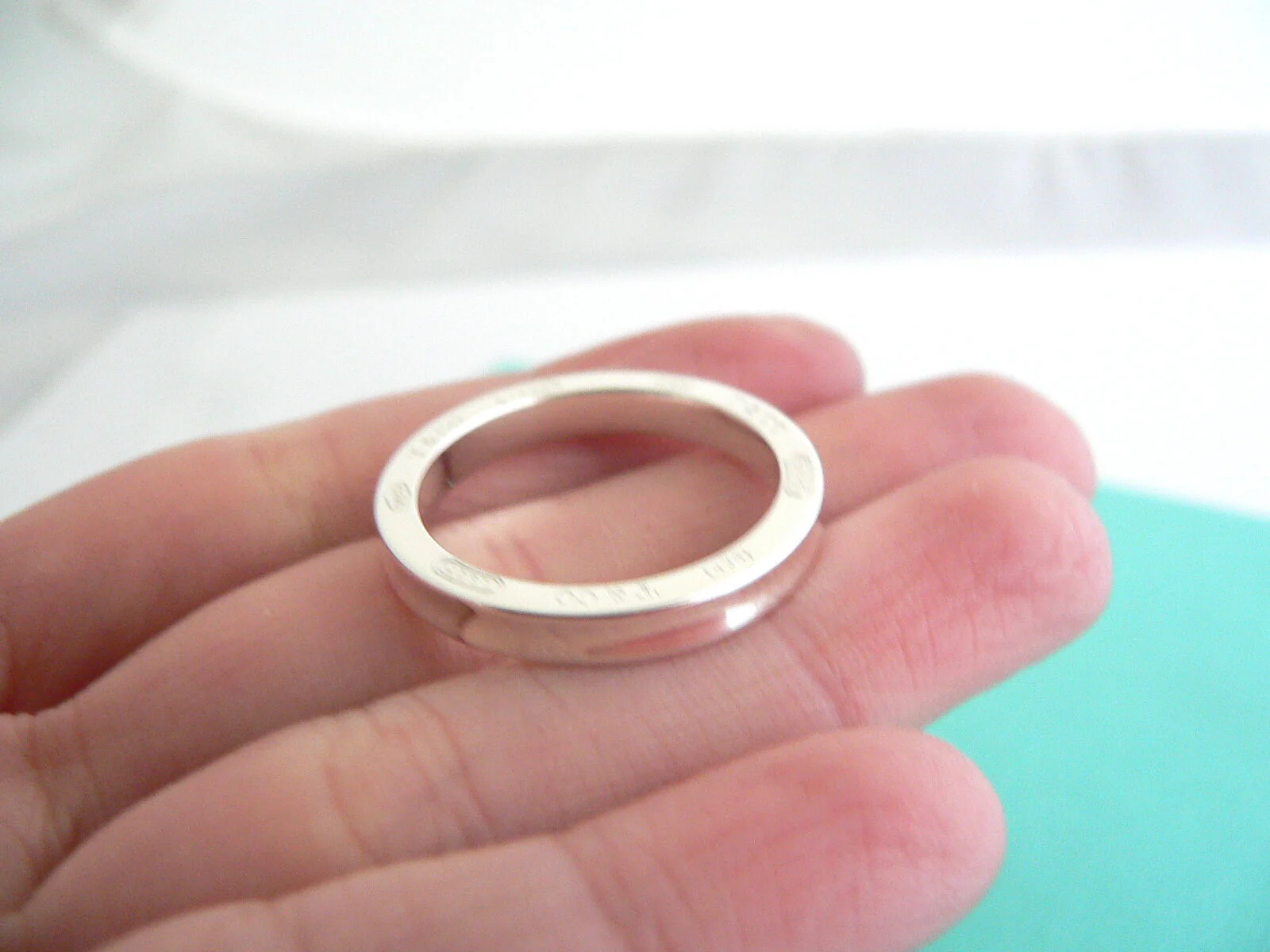 Tiffany & Co 1837 Ring Stacking Band Sz 9.75 Pendant Charm Gift Eternal Love Art