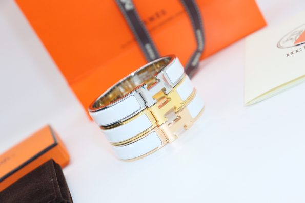Hermes Bracelet Dupe, Clic H Bracelet, White Enamel