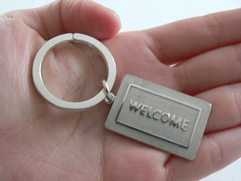 Tiffany & Co Silver Welcome Mat Key Ring Keychain Rare Housewarmng Cool Gift Art
