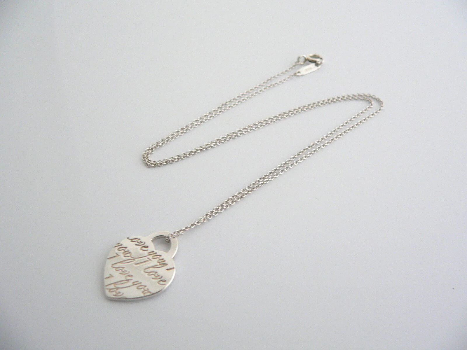 Tiffany & Co Silver I Love You Heart Necklace Pendant Charm Chain Gift Statement