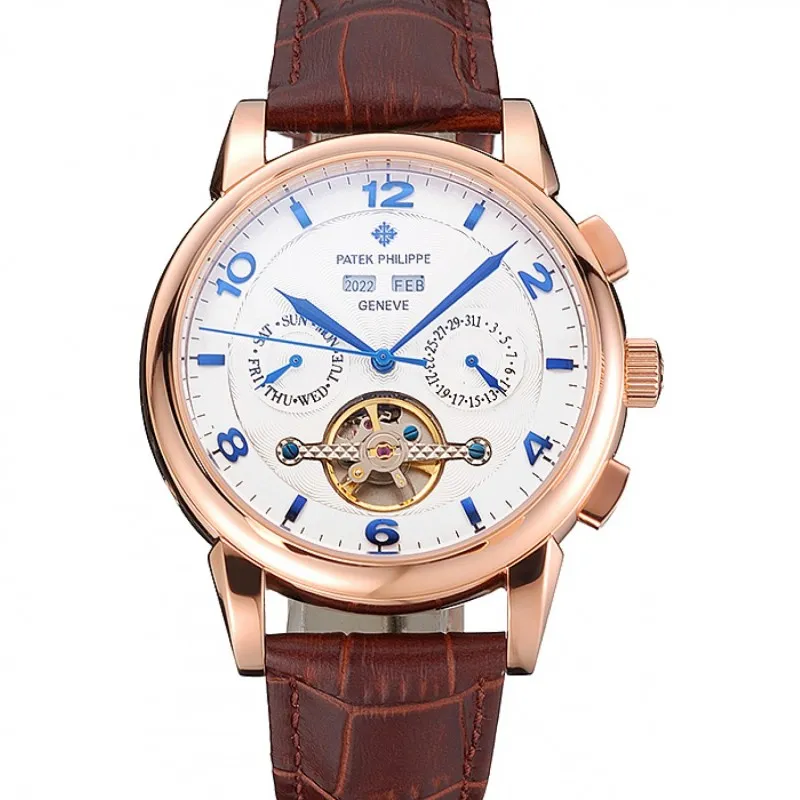 Perpetual Calendar Tourbillon Dial White 44 mm, Rose Gold Plated