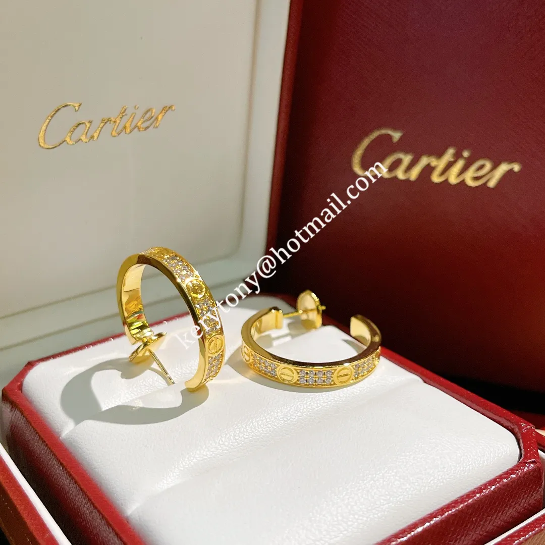 Women��s Jewellery Cartier Love Earrings Yellow Gold/Rose Gold/White Gold With Diamonds N8515192 Cheap