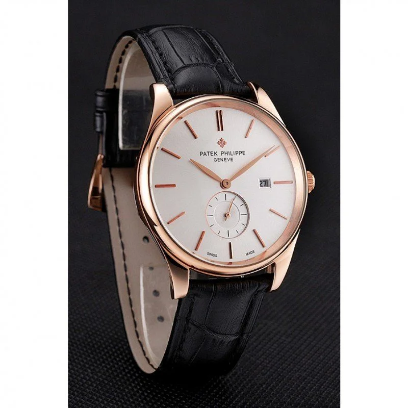 Calatrava Date Dial White 40 mm, Rose Gold Plated