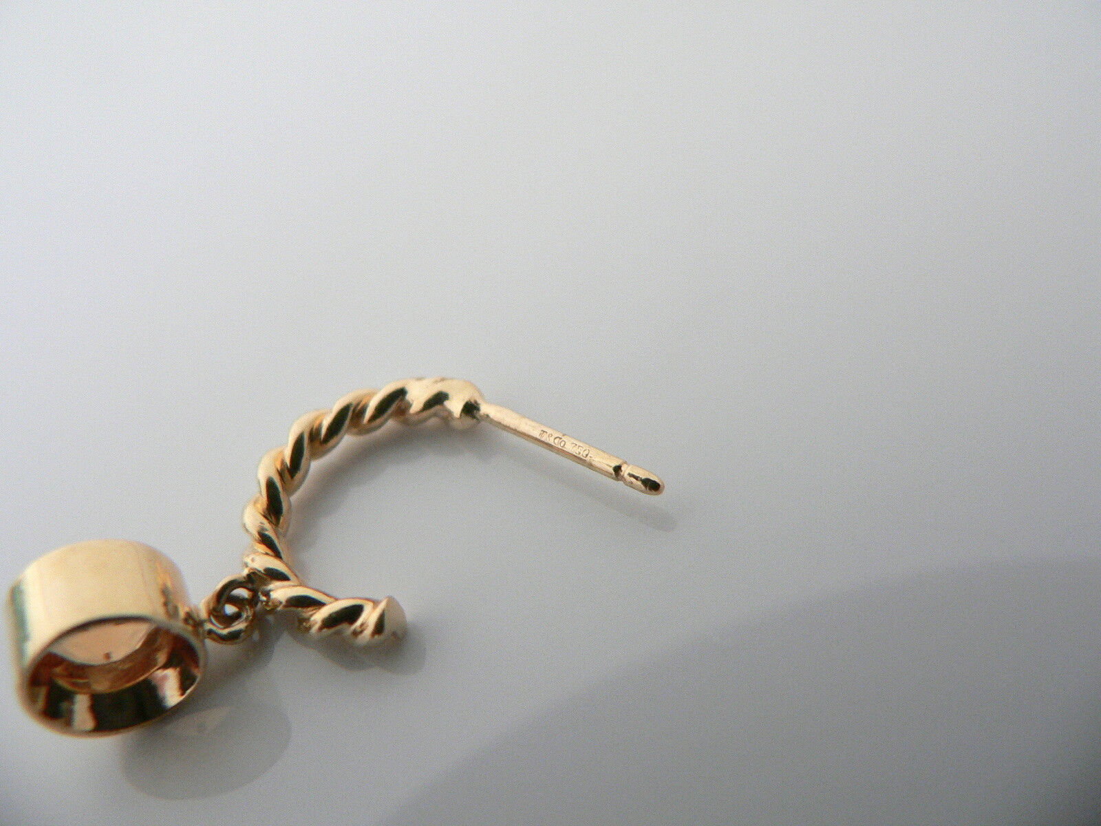 Tiffany & Co 18K Gold Twist Twirl Citrine Gemstone Dangling Dangle Earrings Gift