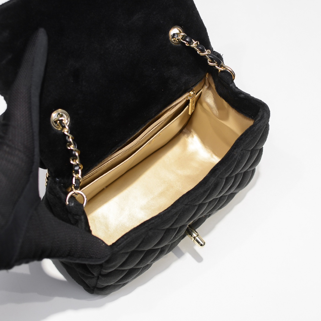 Chanel 1786 Velvet Rhinestones Shoulder Bag Handbag