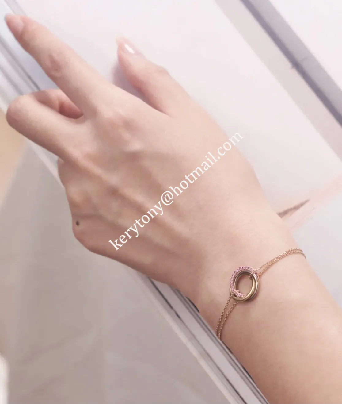 Replica Cartier Trinity Bracelet White Gold/Yellow God with Pink Diamonds For Womens