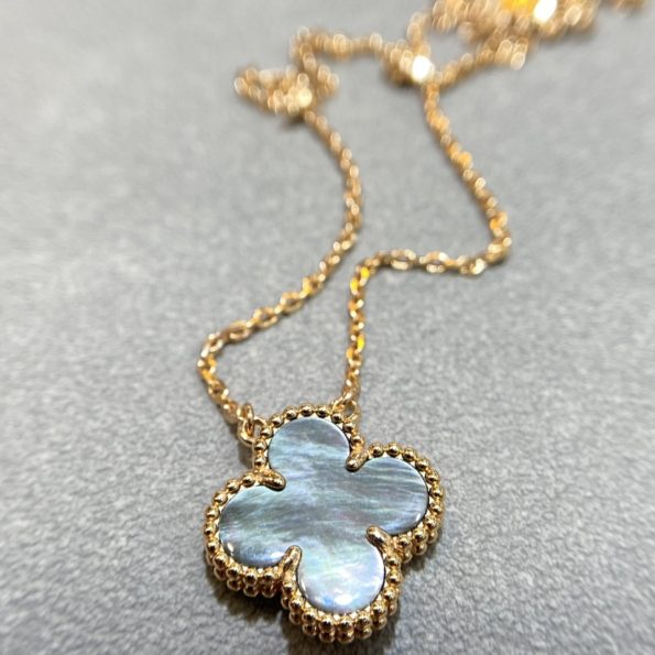 Van Cleef Necklace Dupe, Grey Clover Necklace, Gold & Rose Gold