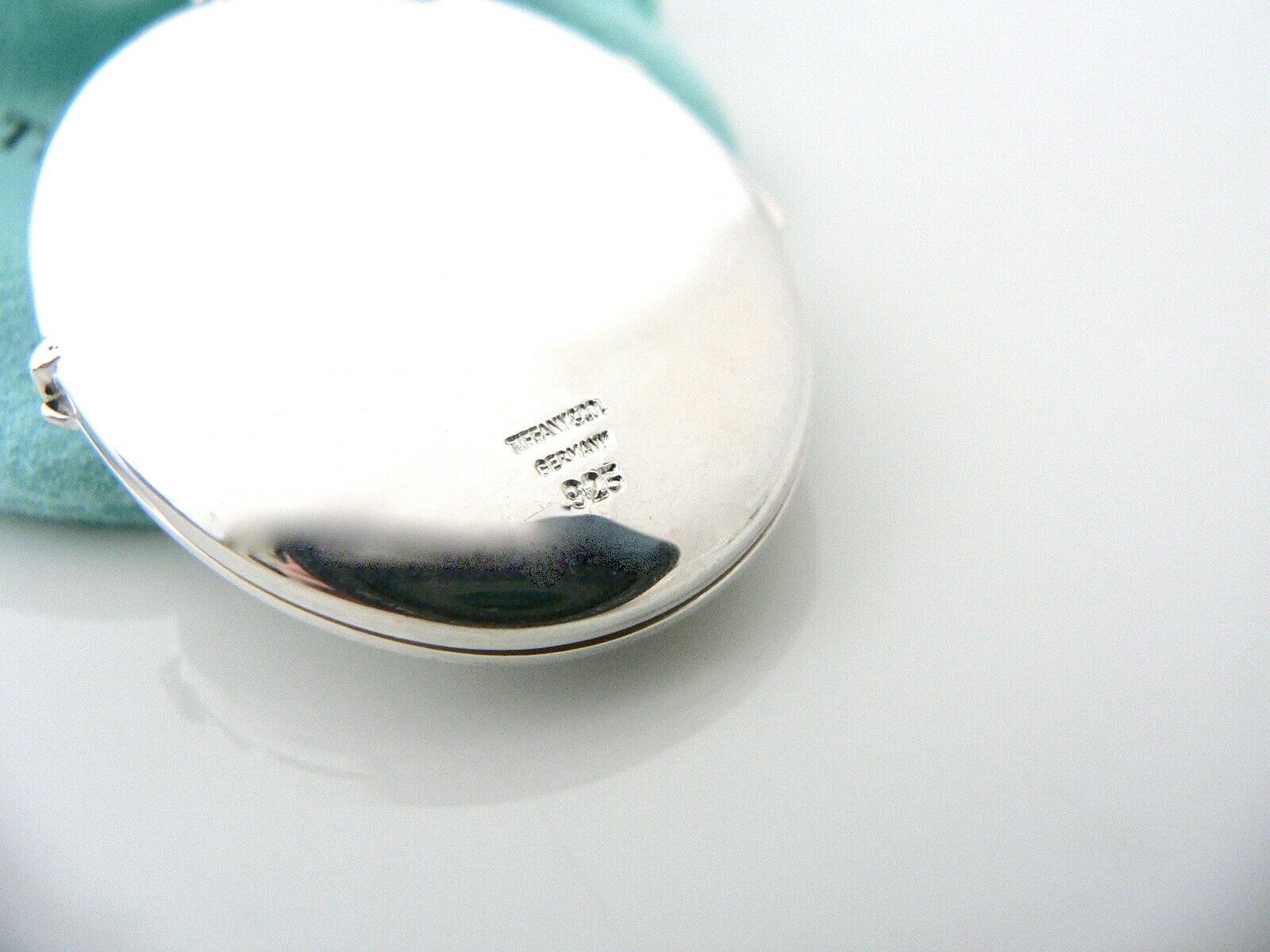 Tiffany & Co Silver Large Oval Locket Necklace Pendant 28 In Chain XL Gift Love