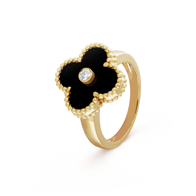 Van Cleef & Arpels Clover Ring with Diamonds Replica, Vintage Alhambra ring, Three Colours Available