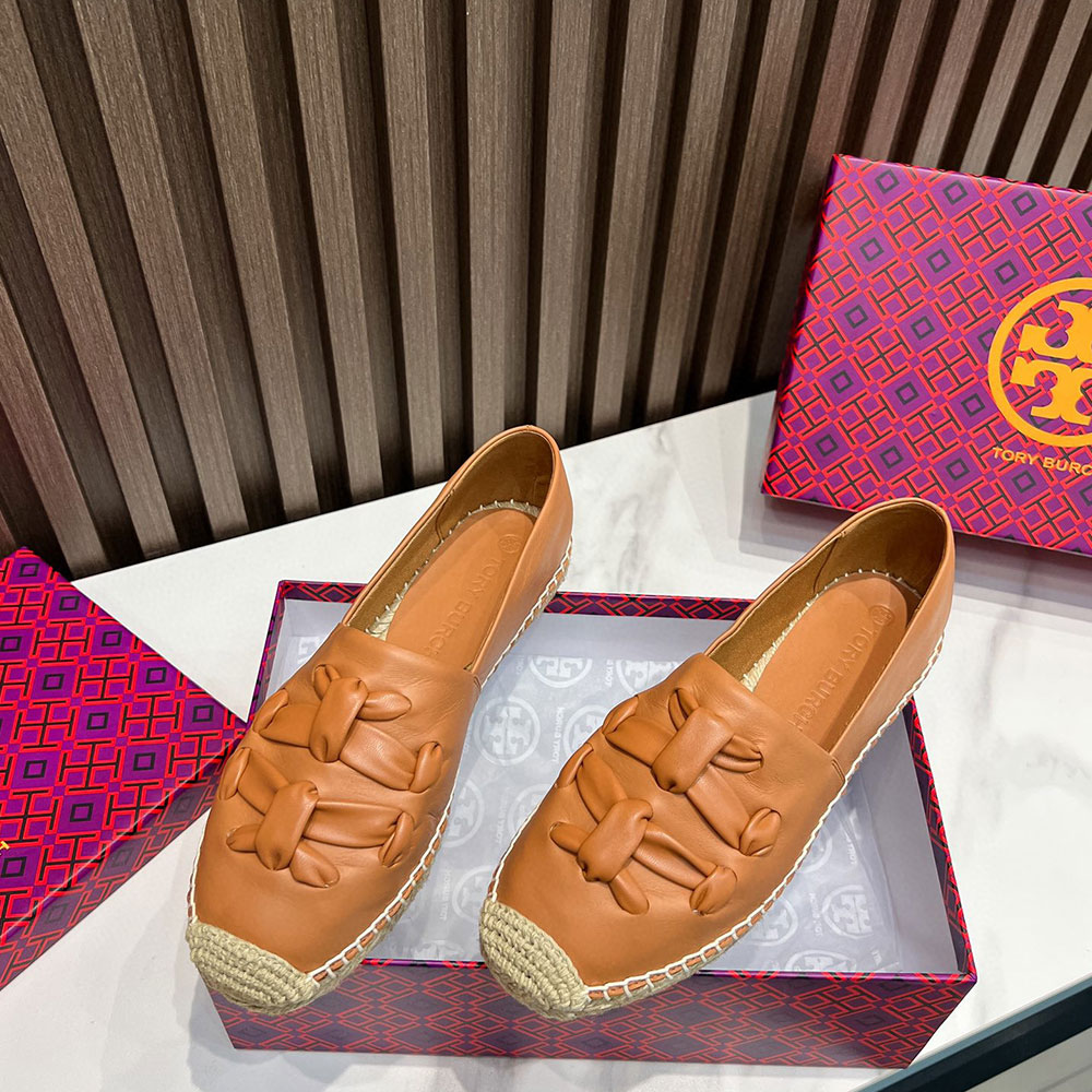 Tory Burch Leather Comfortable Fisherman Shoes   Sandals Slide (Replica)