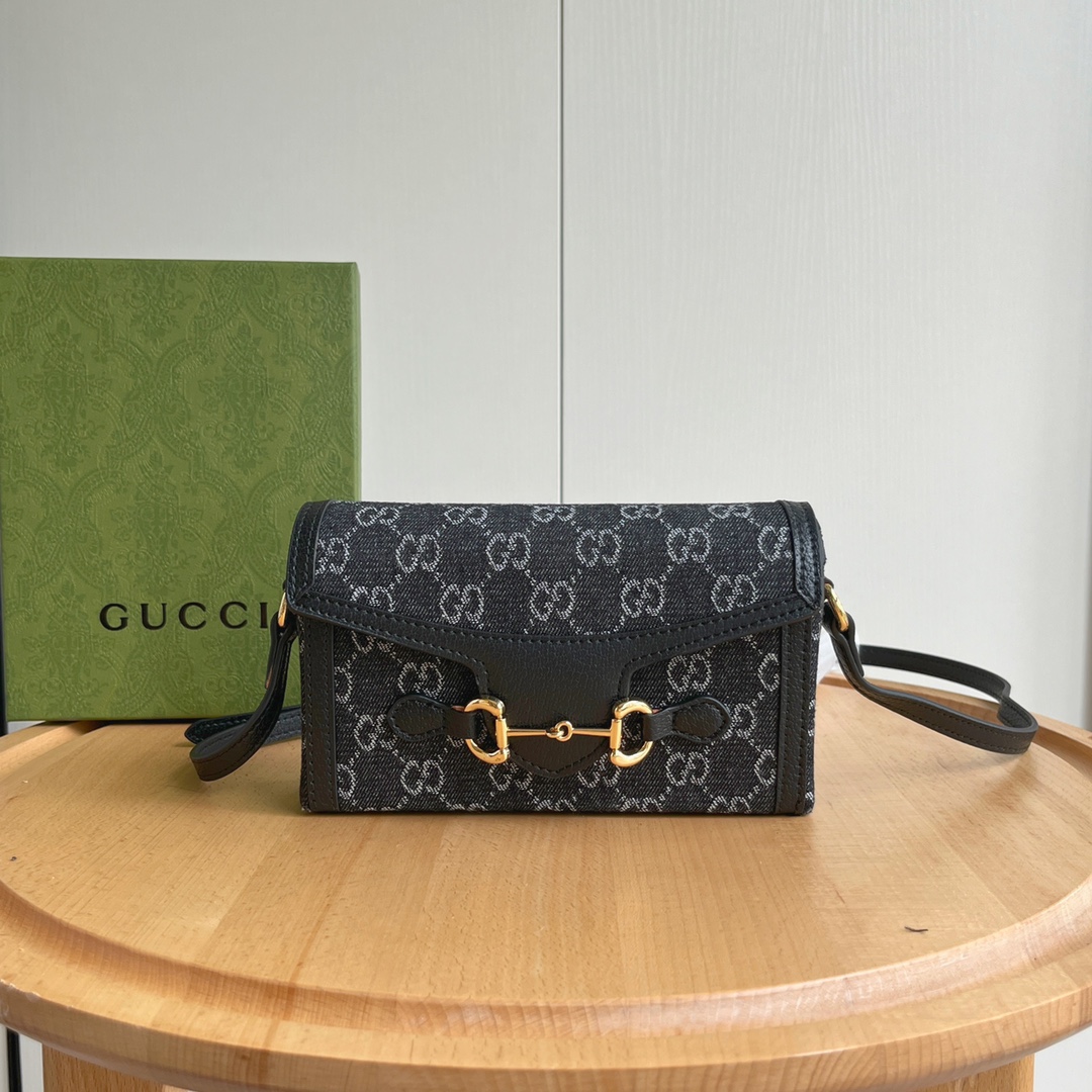 Gucci Horsebit 1955 Canva&Leather Shoulder Bag(Replica)