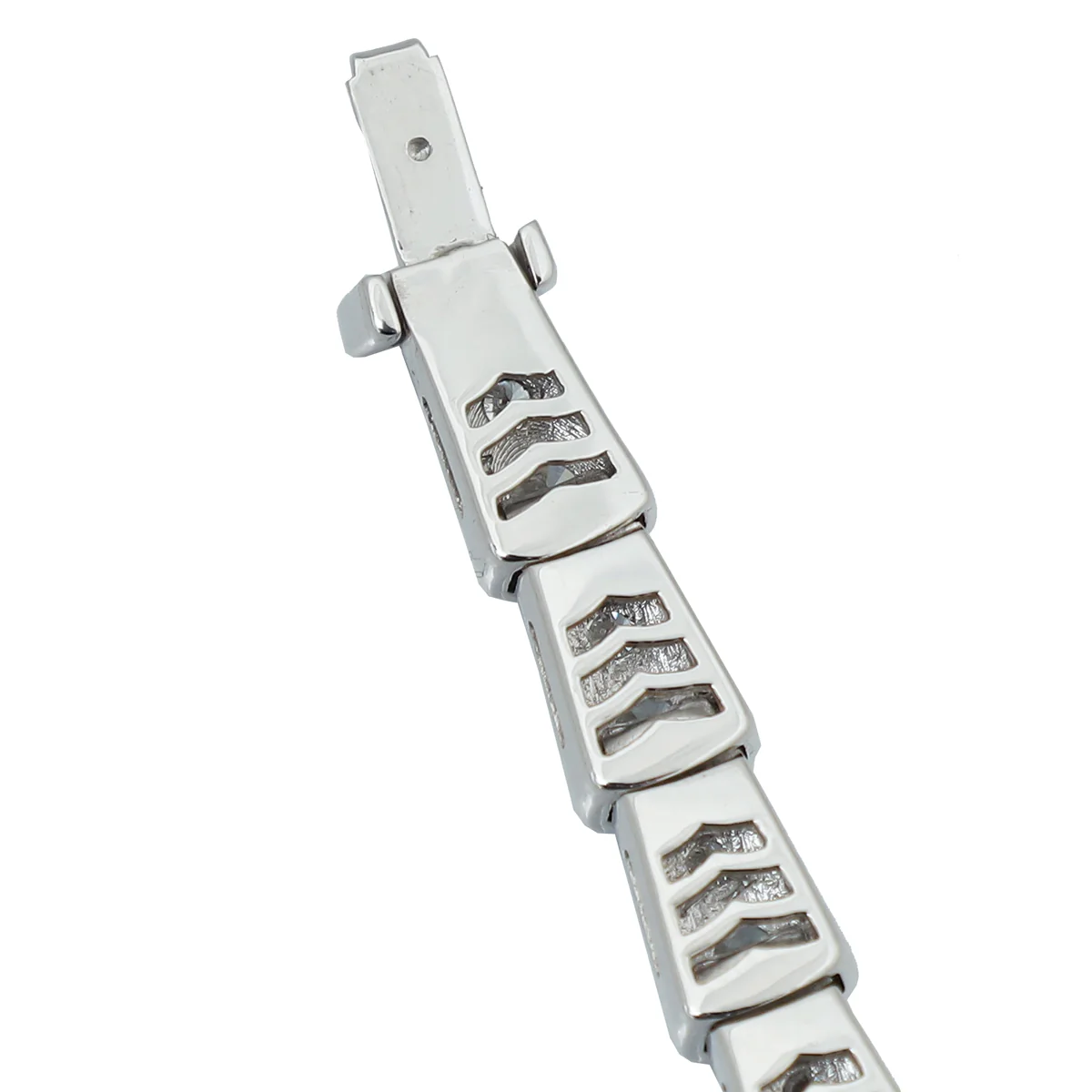 Bvlgari 18K White Gold Serpenti Viper Slim Necklace W/ Full Pave Diamonds