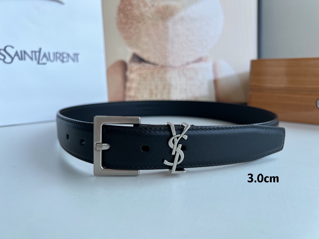 YSL Saint Laurent Leather Belts 1:1 Mirror Version