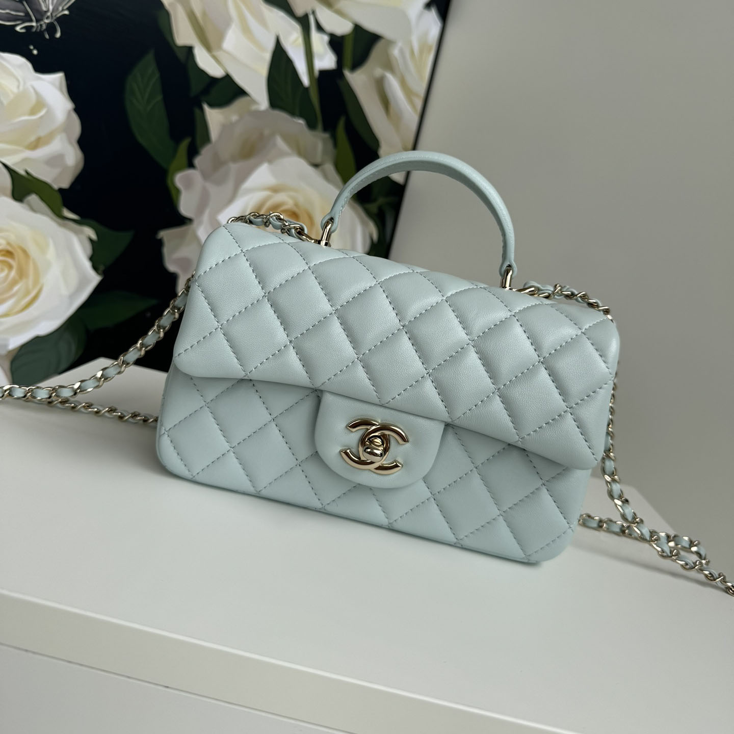 Chanel Classic Mini CF Mirror Version Flap Bag Top Handle Shoulder Bag Handbag 10A