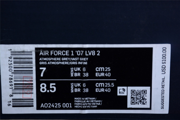 Nike Air Force 1 Low 07 LV8 2 Atmosphere Grey Thunder Grey AO2425-001