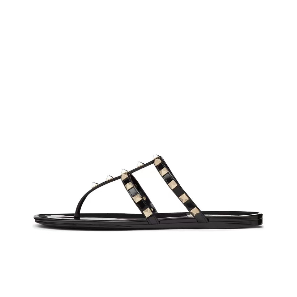Valentino Rockstud Rubber Flat Flip Flops Slide Sandal(Replica)