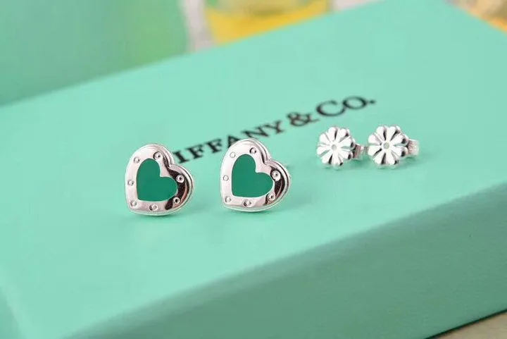 New Style Tiffany Replica Love Heart Earrings With Blue  60994862