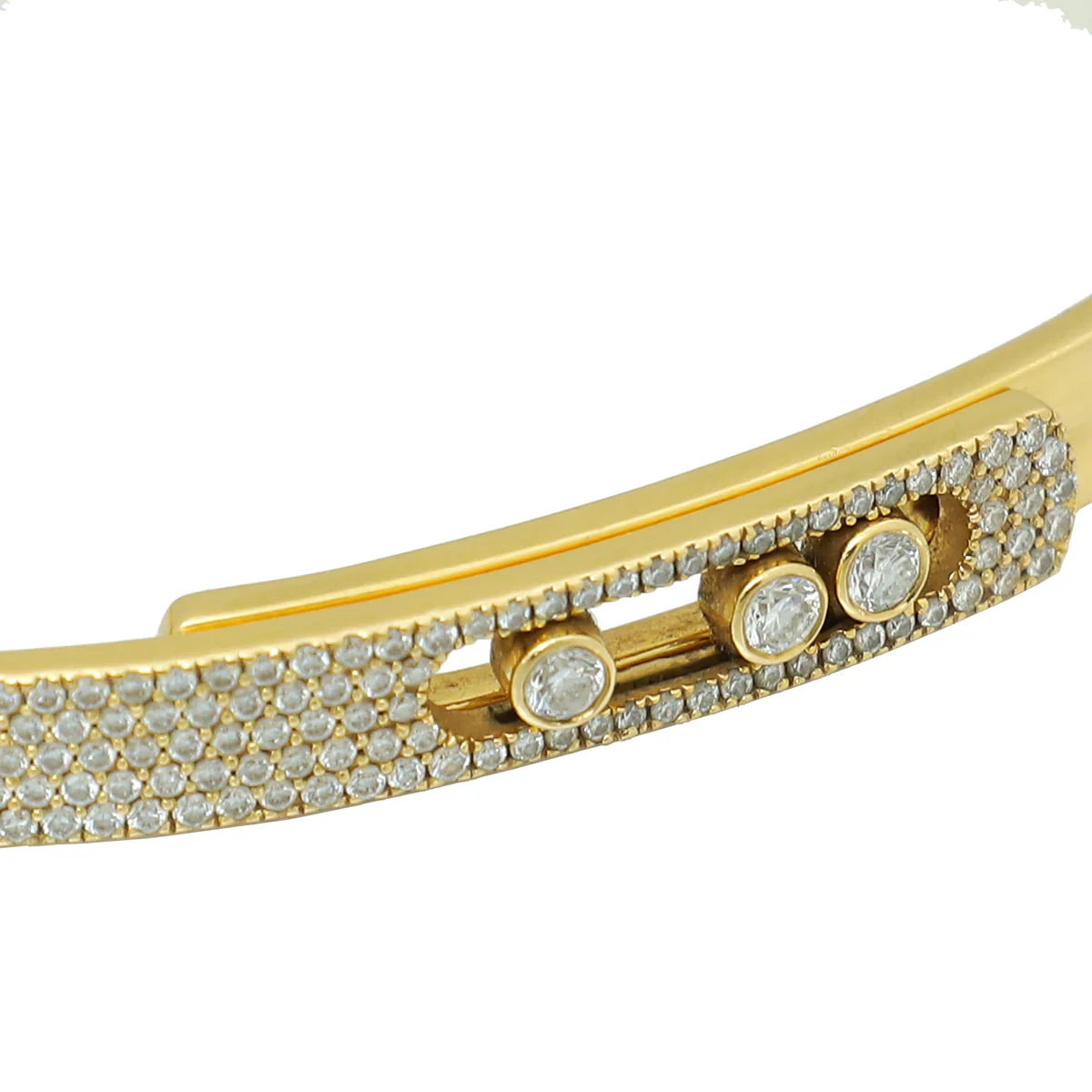 Messika 18K Yellow Gold Move Noa Pavé Diamond SM Small Bangle 17