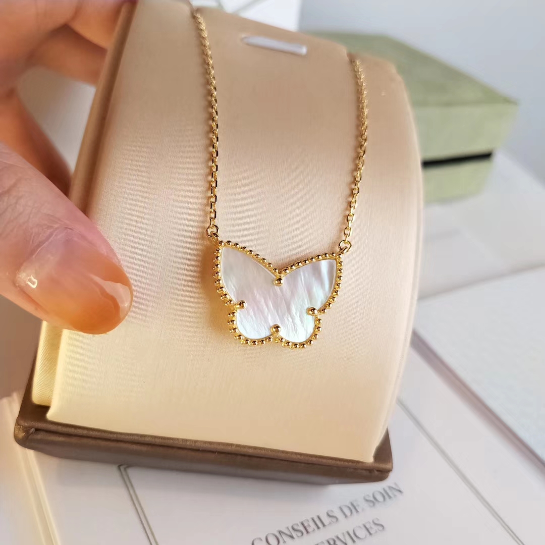 Van Cleef & Arpels butterfly necklace in white mother-of-pearl