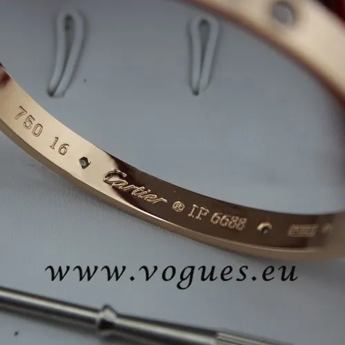Cartier Couple Bracelet Pink Gold 4 Diamonds B6041005 (New Version – Prevent Screws Fall Out)