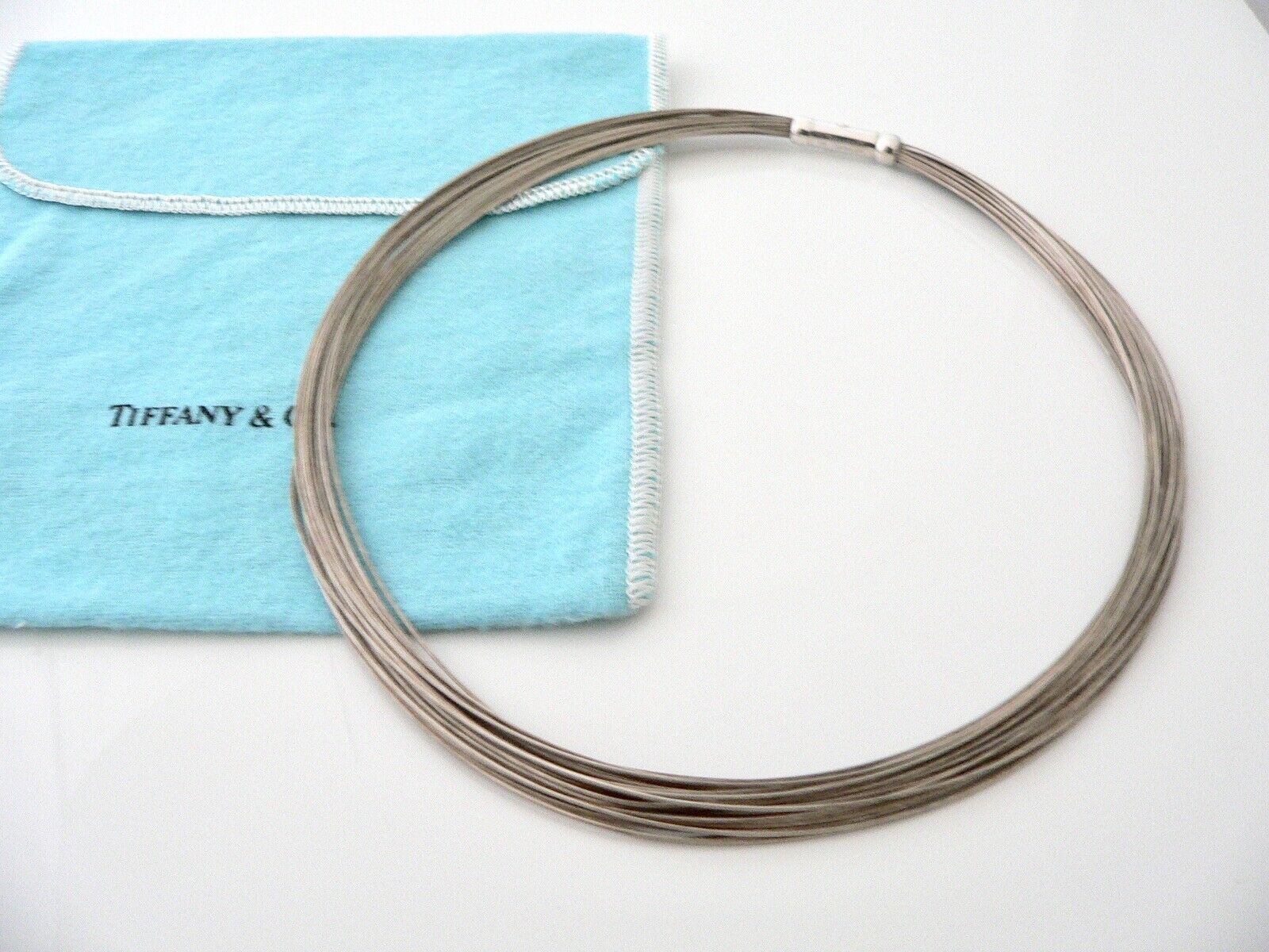 Tiffany & Co Silver Wire Necklace Multi Wire Strands Chain Love Gift Pouch Art