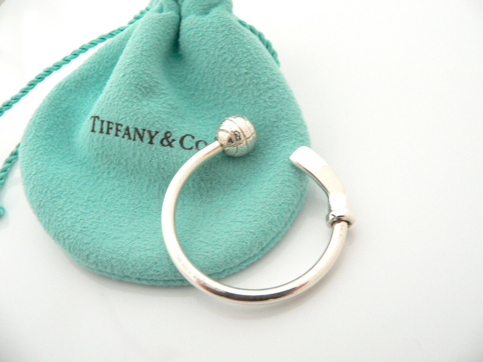 Tiffany & Co Silver Basketball Ball Key Ring Keychain Sports Lover Gift Pouch