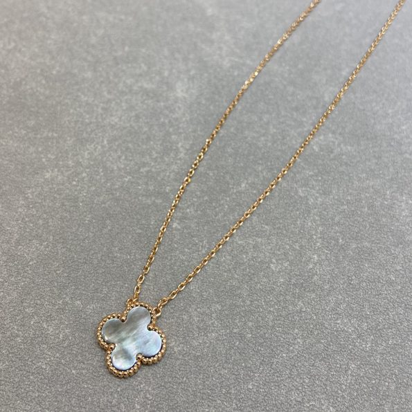Van Cleef Necklace Dupe, Grey Clover Necklace, Gold & Rose Gold