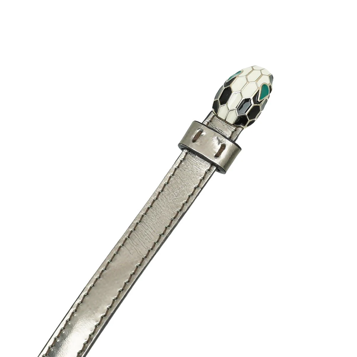 Bvlgari Metallic Grey Serpenti Forever Double Wrap Bracelet