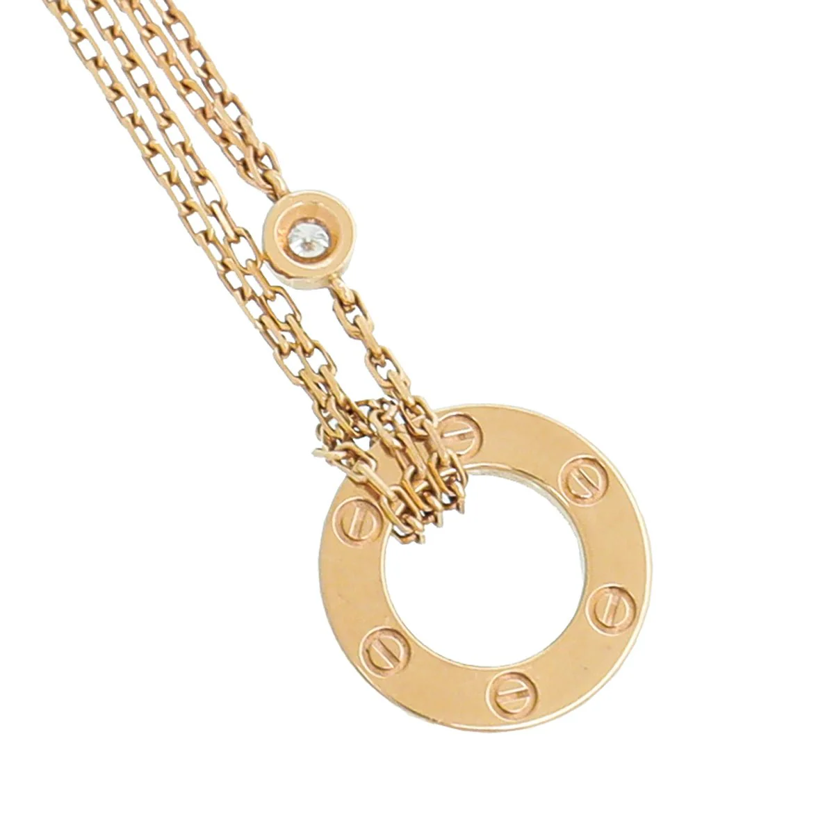 Cartier 18K Rose Gold 2 Diamond Love Necklace
