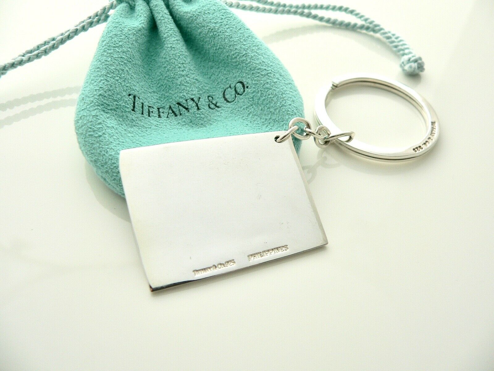 Tiffany & Co Silver Movie Clapboard Key Ring Keyring Keychain Rare Pouch Enamel