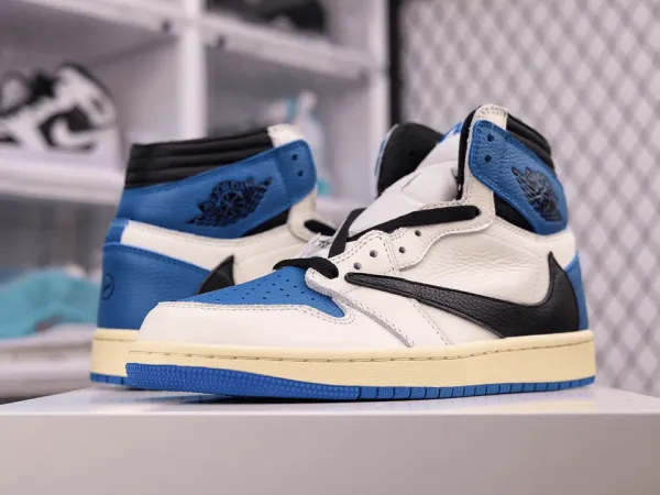 Travis Scott x Fragment x Jordan 1 “Milit ary Blue”(Replica)
