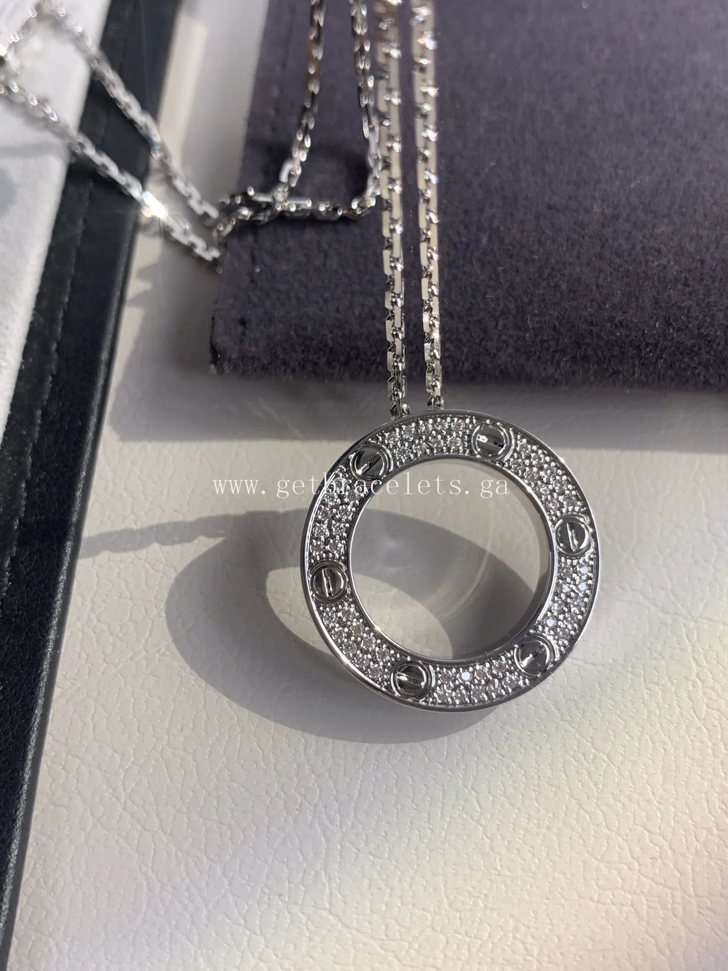 Cartier Love Necklace White Gold With Pave Diamonds
