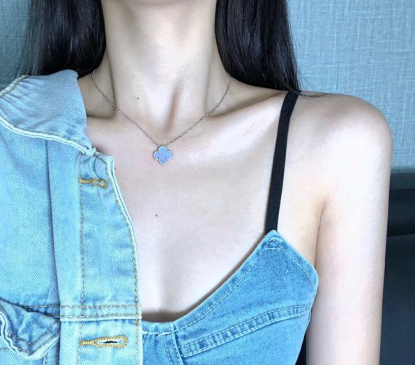 Van Cleef Necklace Dupe, Purple Chalcedony Clover Necklace