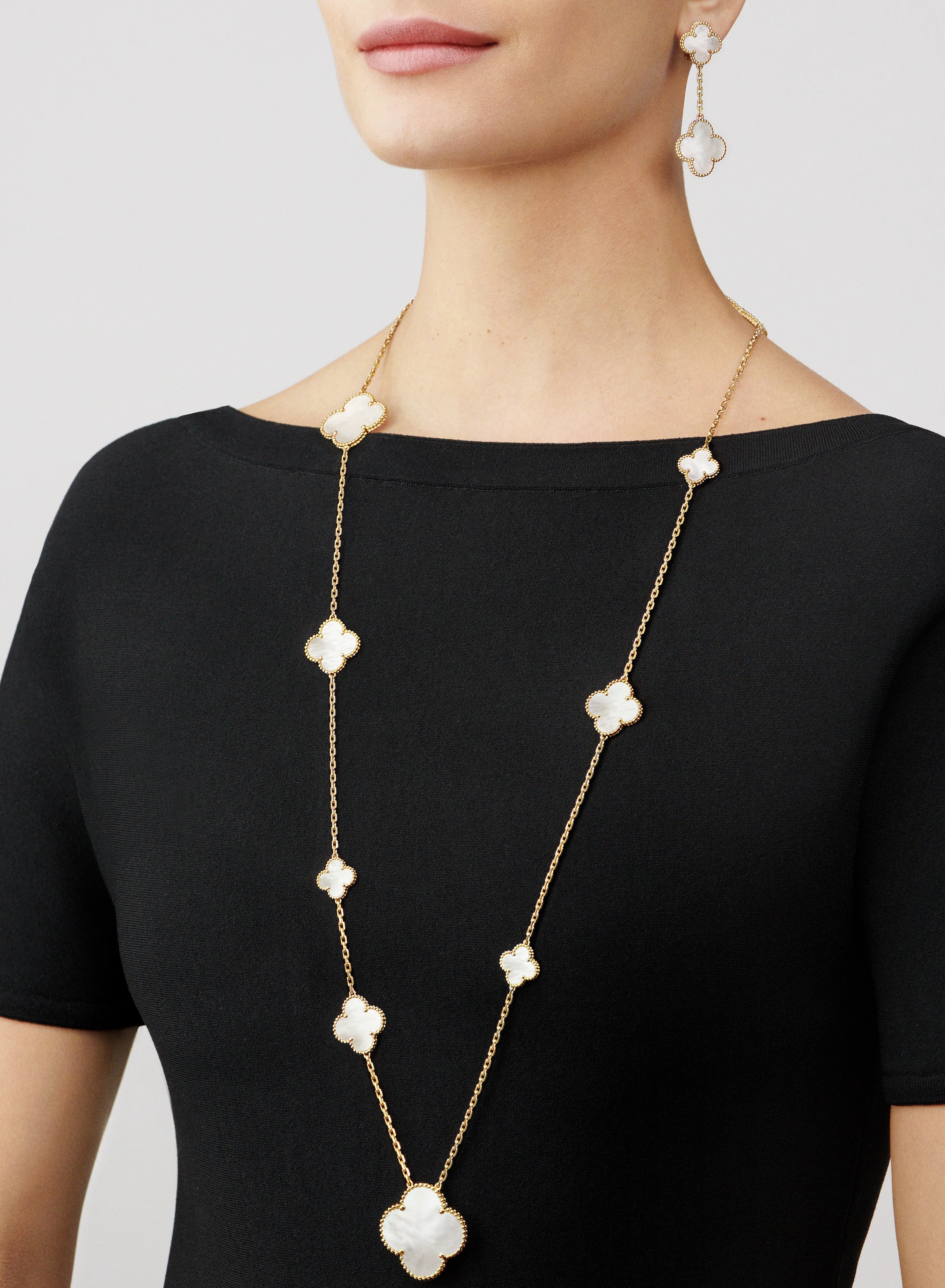 Van Cleef & Arpels Double Clover Stud Earrings, Magic Alhambra earrings, 2 motifs