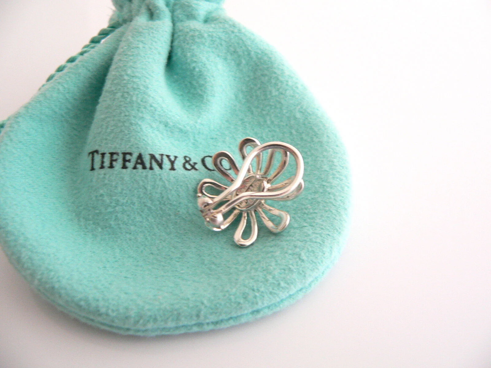 Tiffany & Co Picasso Large Silver Daisy Flower Earrings Studs Gift Pouch Huge
