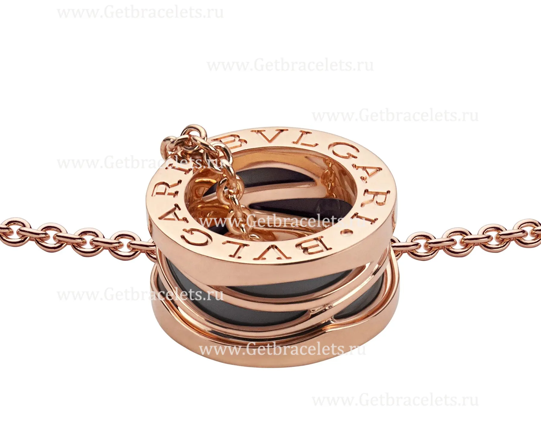 B.zero1 Design Legend Necklace with 18kt Rose Gold Chain and Pendant in Rose Gold Black Ceramic